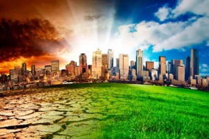 imagen de una ciudad padeciendo el cambio climático